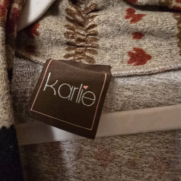 Karlie Beige and Red Moose Sweater - Picture 2 of 4